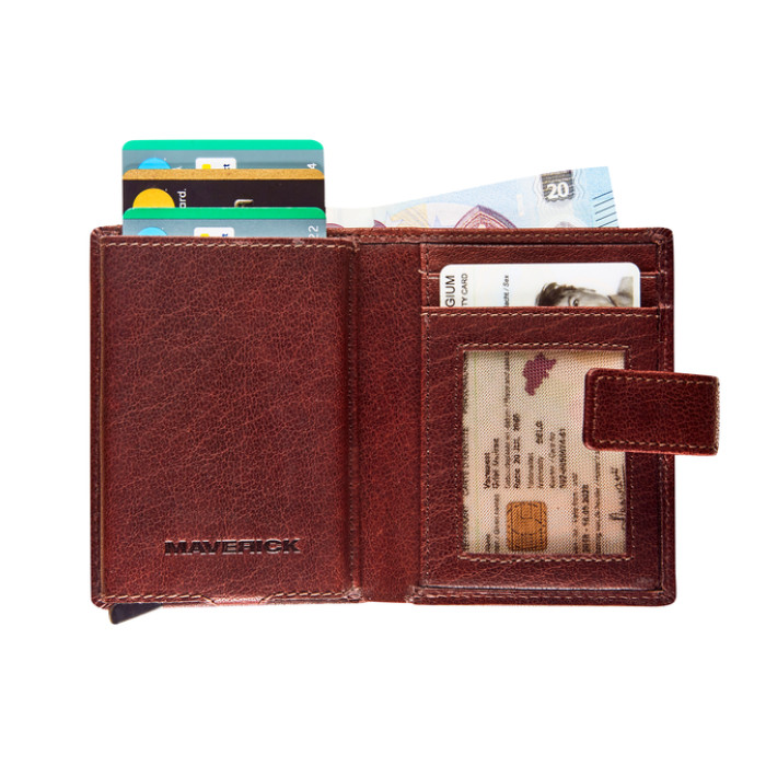 Kaarthouder Maverick Rough Gear super compact RFID leer bruin