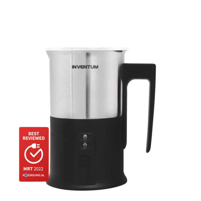 Melkopschuimer Inventum 240ml zwart met rvs
