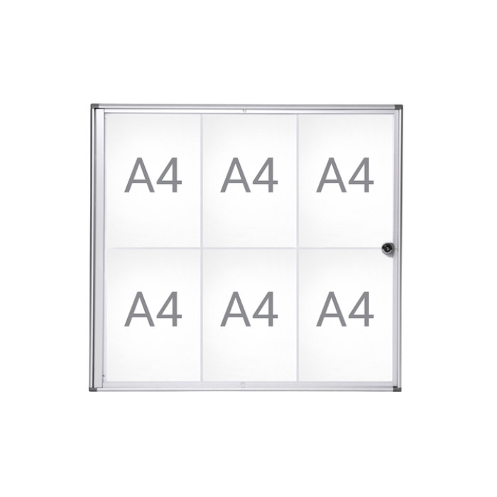 Binnenvitrine wand MAULextraslim whiteboard 6xA4 met slot