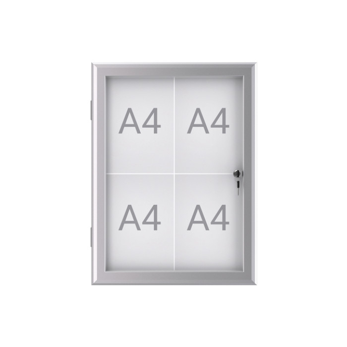 Buiten- binnenvitrine wand MAULexcite whiteboard 4xA4 met slot