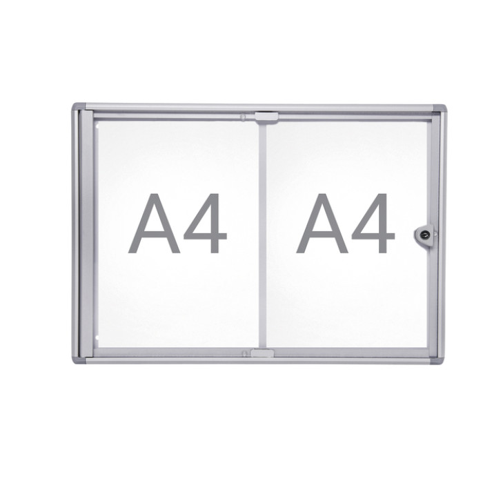 Binnenvitrine wand MAULextraslim whiteboard 2xA4 met slot