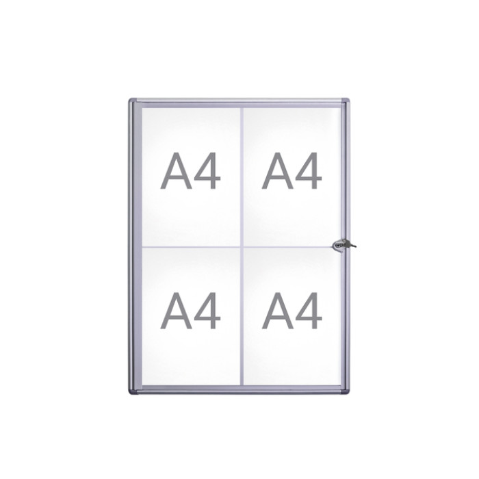Binnenvitrine wand MAULextraslim whiteboard 4xA4 met slot