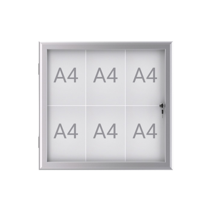 Buiten- binnenvitrine wand MAULexcite whiteboard 6xA4 met slot
