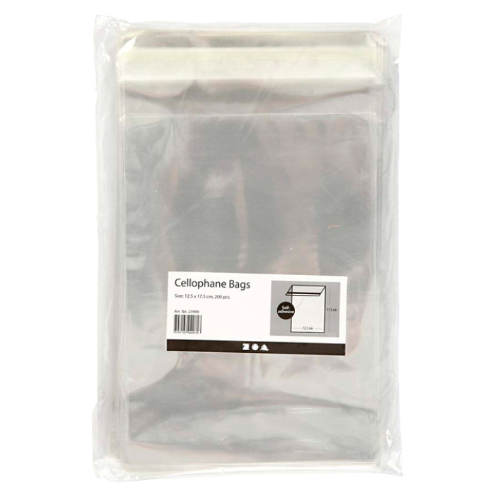 Cellofaanzak Creativ Company 17.3x12.3cm 25 micron met plakstrip 200 stuks