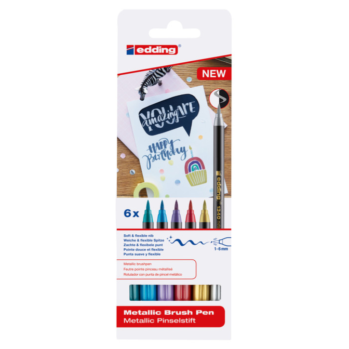 Brushpen edding 1340 metallic assorti set à 6 stuks