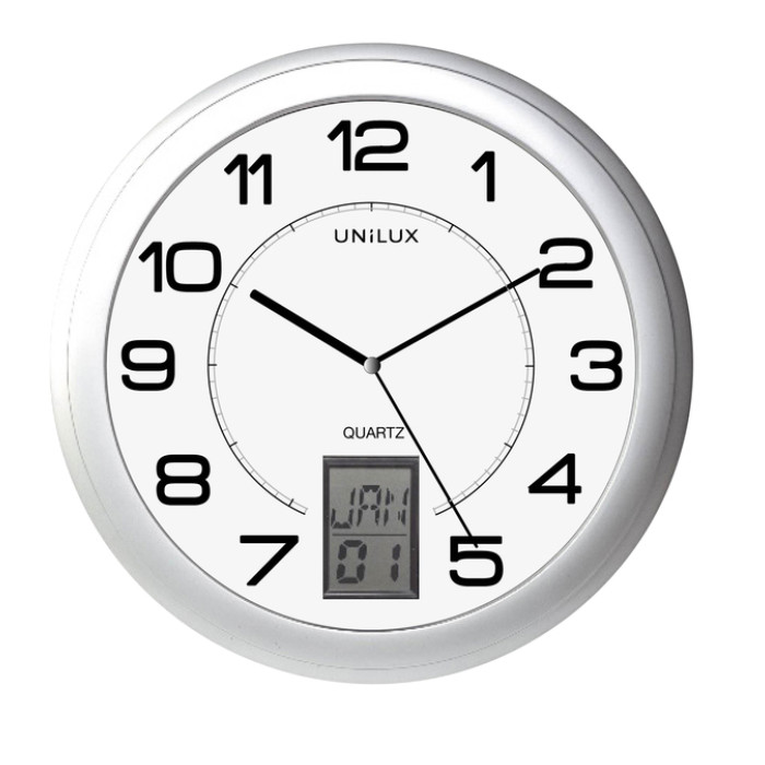 Wandklok Unilux Instinct Ø 30.5cm zilvergrijs/wit