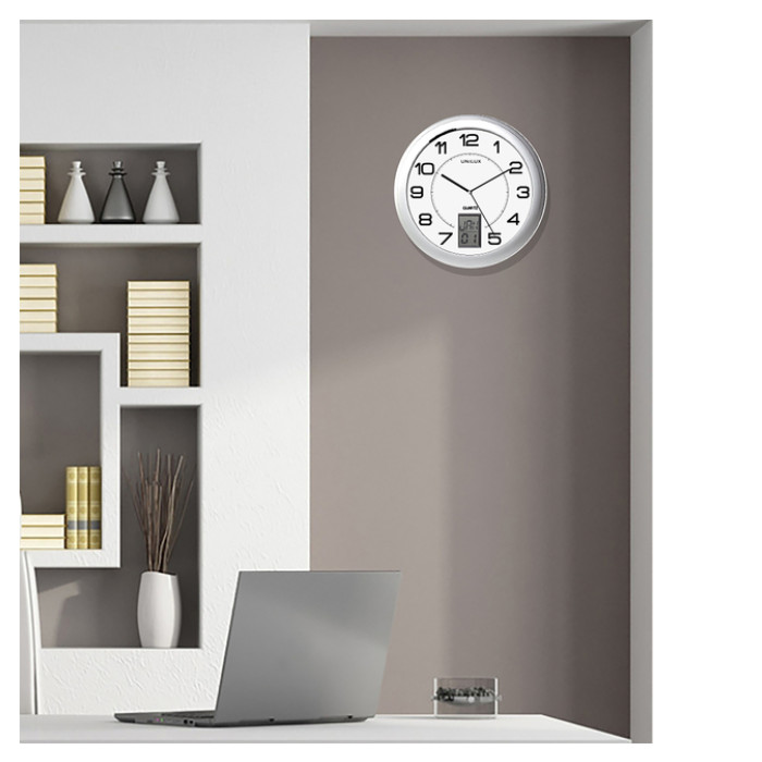 Wandklok Unilux Instinct Ø 30.5cm zilvergrijs/wit