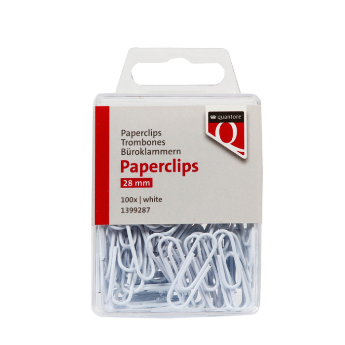 Paperclip Quantore 28mm 100 stuks wit