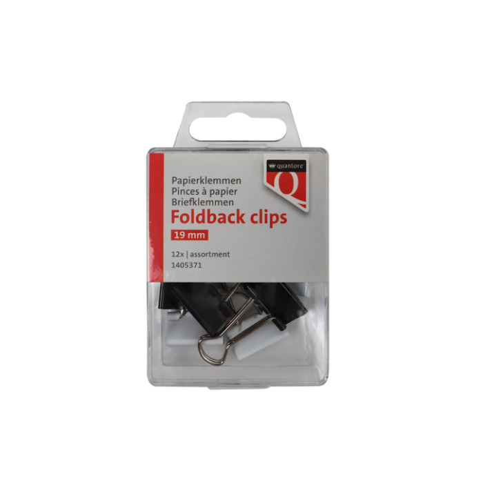 Foldback clips Quantore 19 mm assorti 12 stuks