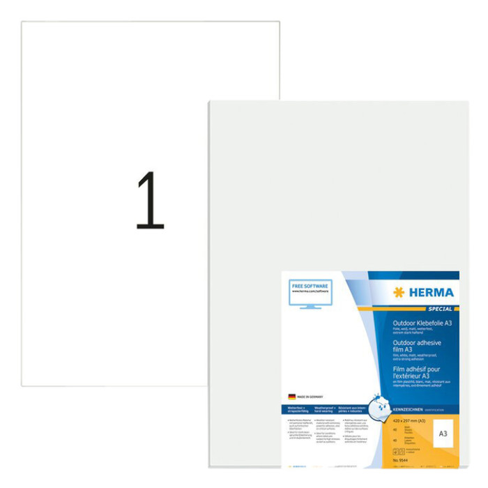 Etiket HERMA 9544 297x420mm weerbestendig wit 40stuks