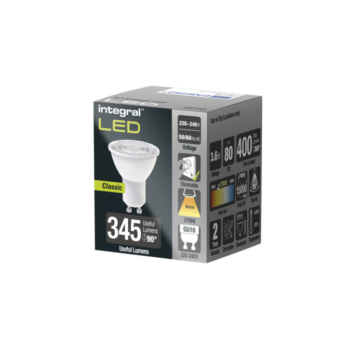 Ledlamp Integral GU10 2700K warm wit 3.6W 400lumen