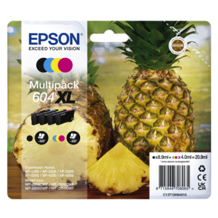 Inktcartridge Epson 604XL T10H64 zwart + 3 kleuren
