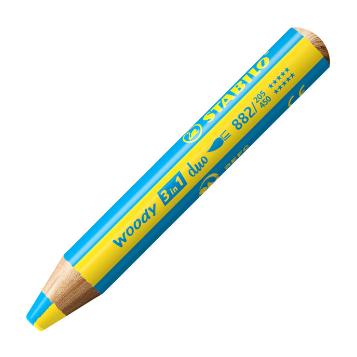 Kleurpotloden STABILO 882 woody 3 in 1 duo inclusief puntenslijper assorti etui 5 à stuks