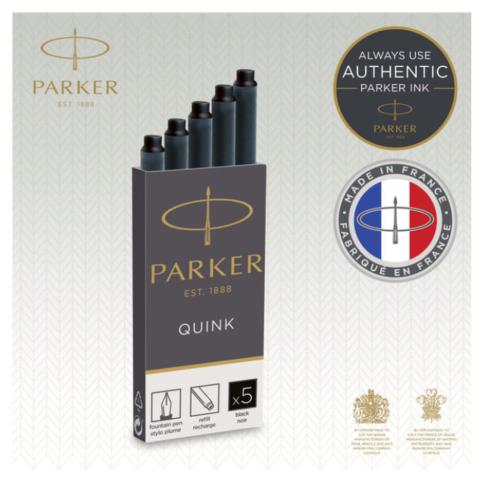 Inktpatroon Parker Quink blauwzwart blister à 5 stuks