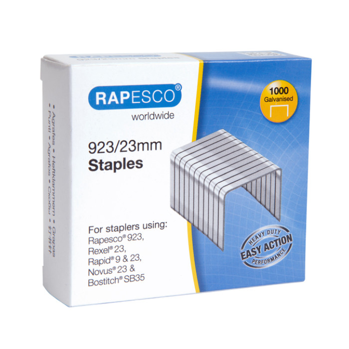 Nieten Rapesco Heavy Duty 923 23mm 1000 stuks zilver