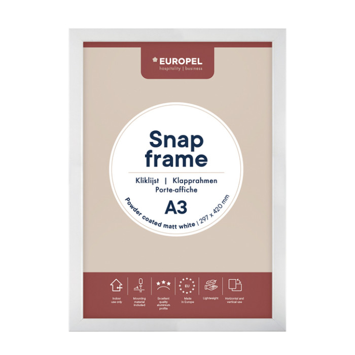 Kliklijst Europel A3 25mm mat wit