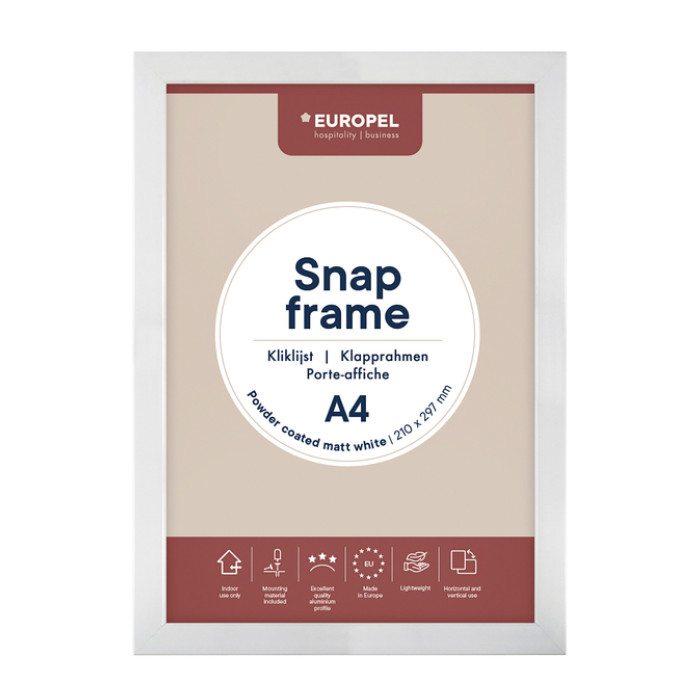Kliklijst Europel A4 25mm mat wit