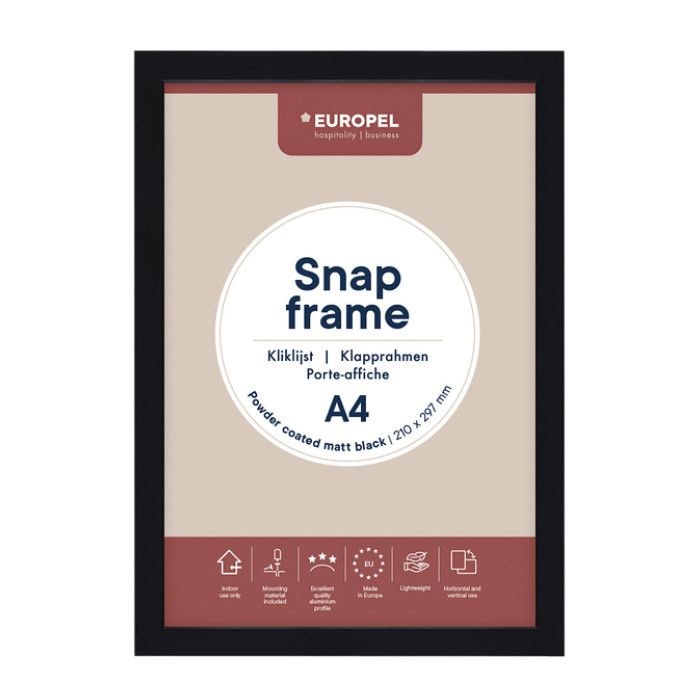 Kliklijst Europel A4 25mm mat zwart
