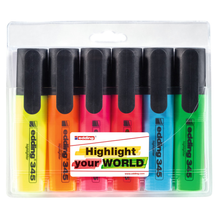 Markeerstift edding 345 2-5mm assorti set à 6 stuks
