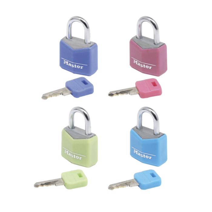 Hangslot MasterLock 4 assorti alu 20mm 4 stuks