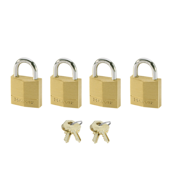 Hangslot MasterLock 4 gelijksluitend messing 20mm 4 stuks