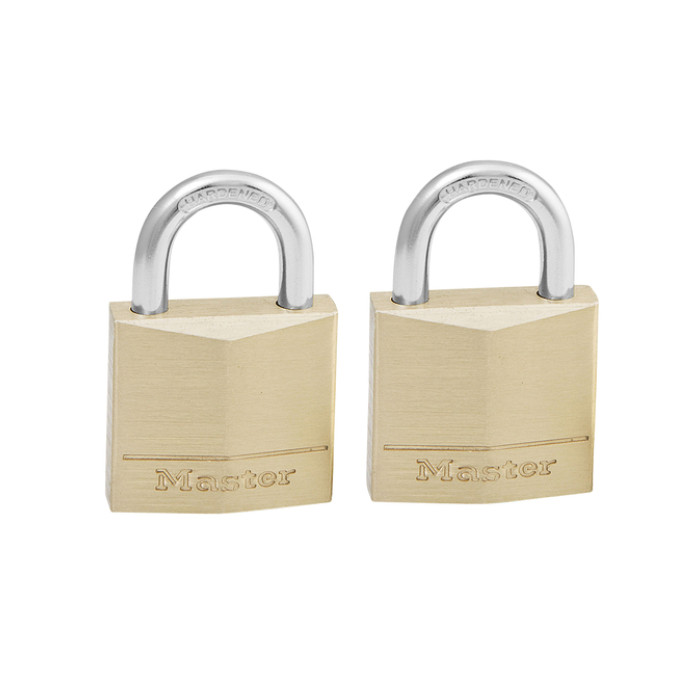 Hangslot MasterLock 2 gelijksluitend messing 30mm 2 stuks