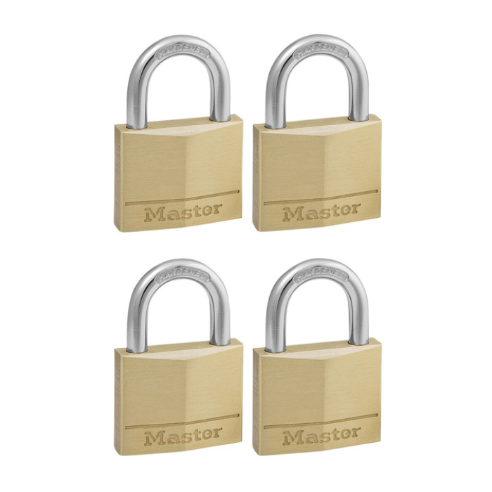 Hangslot MasterLock 4 gelijksluitend messing 50mm 4 stuks