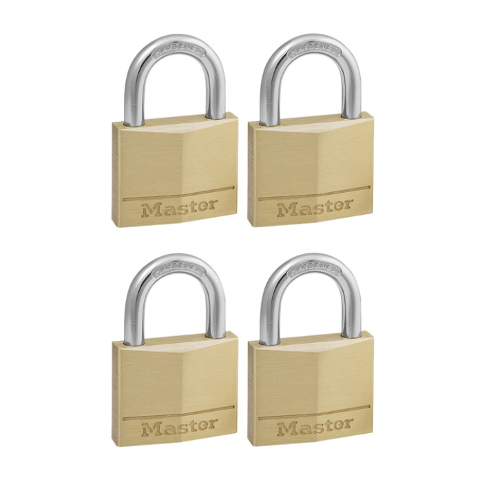Hangslot MasterLock 4 gelijksluitend messing 40mm 4 stuks