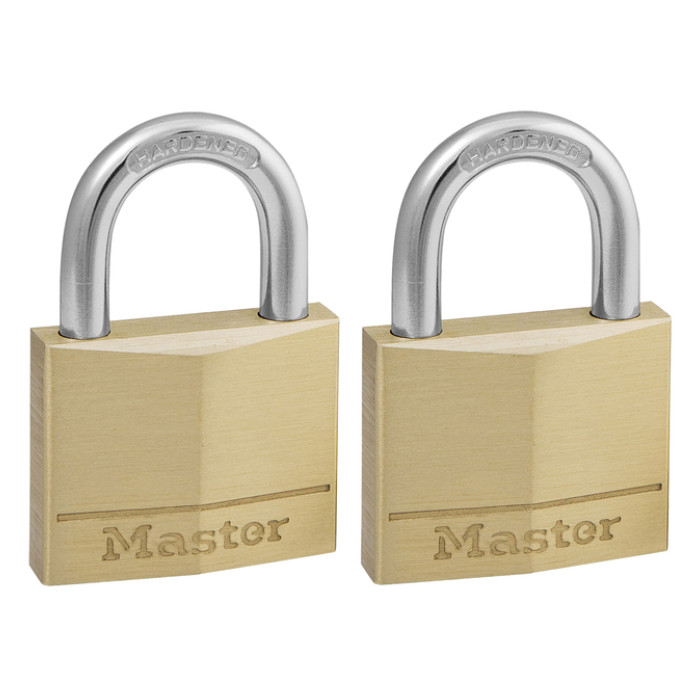 Hangslot MasterLock 2 gelijksluitend messing 40mm 2 stuks