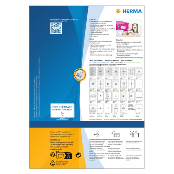 Etiket HERMA 10781 97x42.3mm wit 960stuks