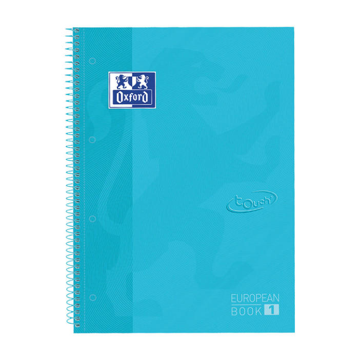 Notitieboek Oxford Touch Europeanbook A4+ 4-gaats lijn 80vel pastel blauw