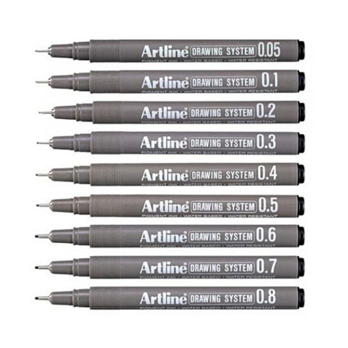 Fineliner Artline technisch 0.2mm zwart