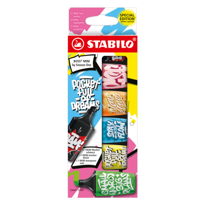 Markeerstift STABILO BOSS mini by Snooze One assorti blister à 6 stuks