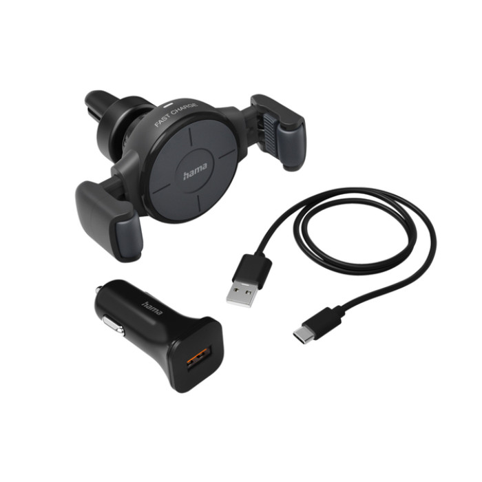 Autolader Hama draadloos QI-Charge 10W antraciet