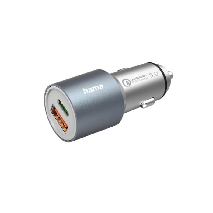Autolader Hama 1x USB-C 1x USB-A 38W metaal