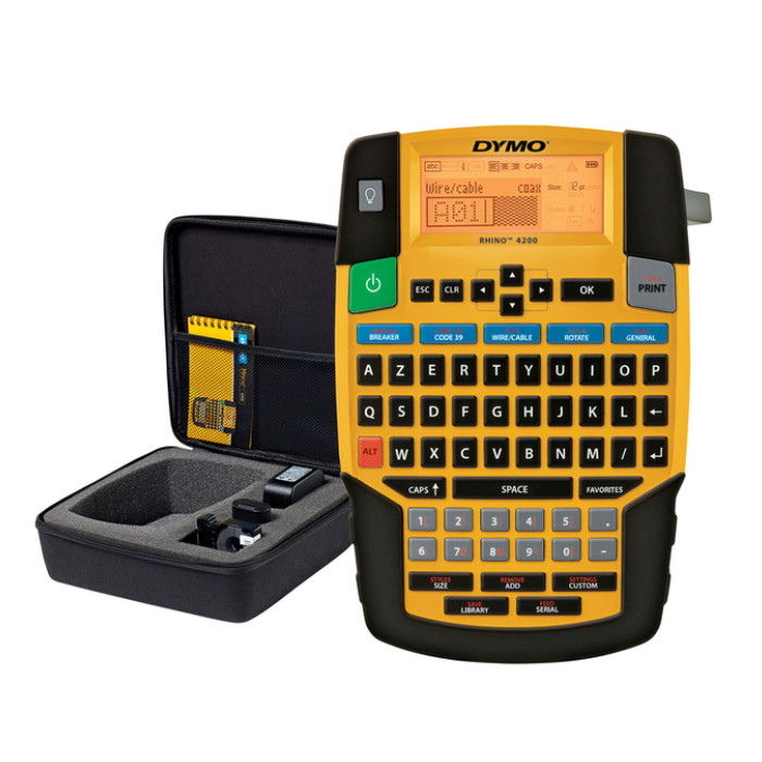 Labelprinter Dymo Rhino 4200 industrieel azerty 19mm geel in koffer