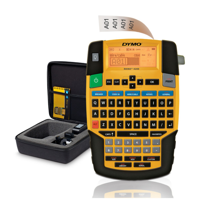 Labelprinter Dymo Rhino 4200 industrieel qwerty 19mm geel in koffer