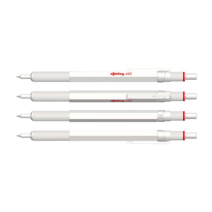 Balpen rOtring 600 parelmoer medium wit