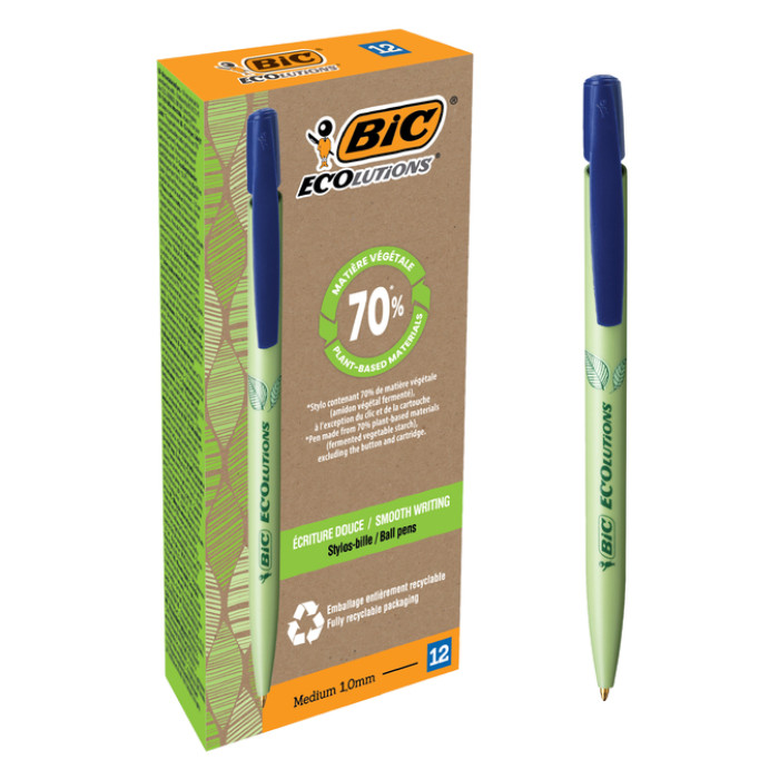 Balpen Bic Ecolutions media clic bio-based medium blauw