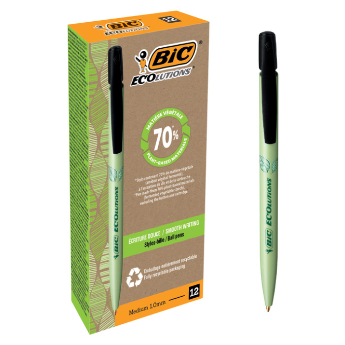 Balpen Bic Ecolutions media clic bio-based medium zwart