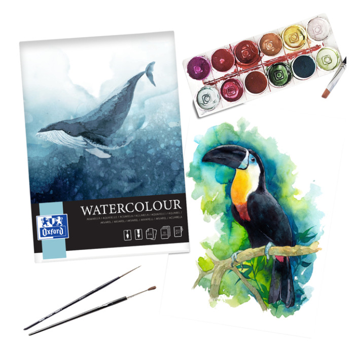 Tekenblok Oxford Watercolour A4 10 vel 300 gram spiraal