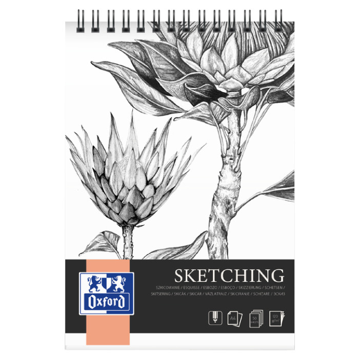 Tekenblok Oxford Sketching A4 50 vel 120 gram spiraal
