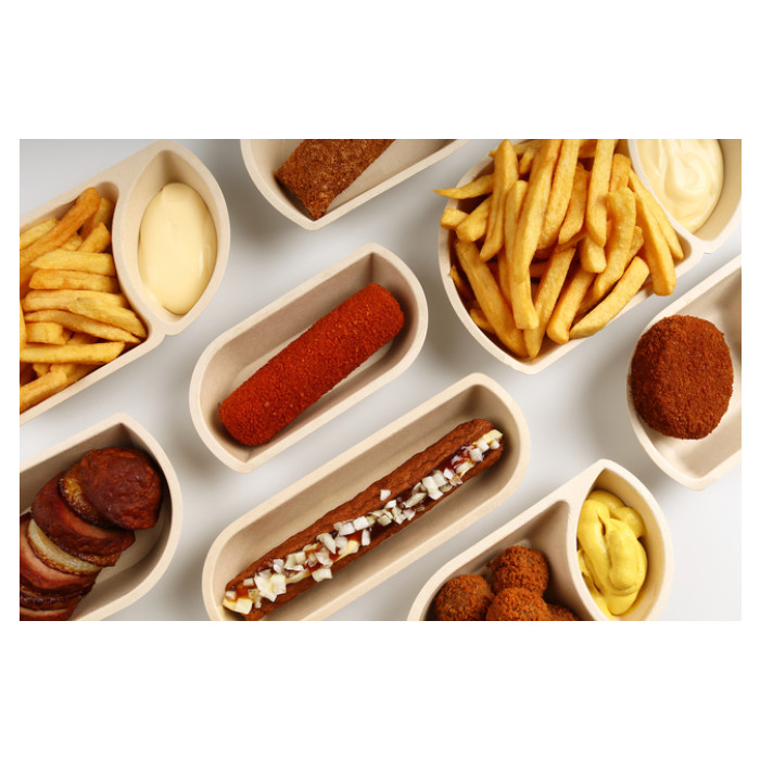 Snackbakje IEZZY A20 suikerriet PFAS-vrij 224x124x36mm 50 stuks