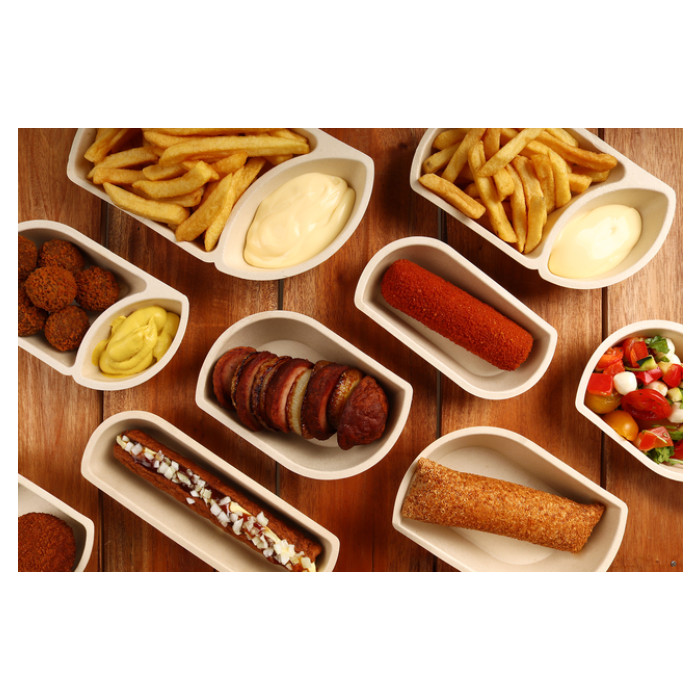 Snackbakje IEZZY A23 suikerriet PFAS-vrij 176x92x32mm 50 stuks