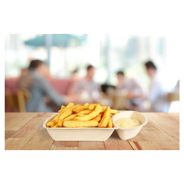 Snackbakje IEZZY A7 suikerriet PFAS-vrij 132x97x31mm 50 stuks