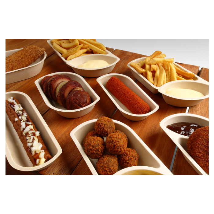Snackbakje IEZZY A7L suikerriet PFAS-vrij 132x97x15mm 50 stuks