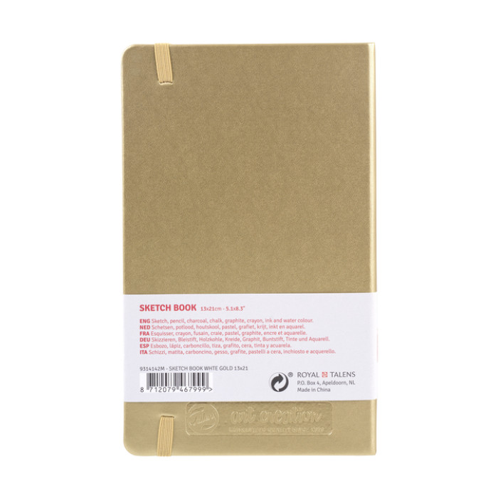 Schetsboek Talens Art Creation 80 witte vellen 140gr 130x210mm witgoud