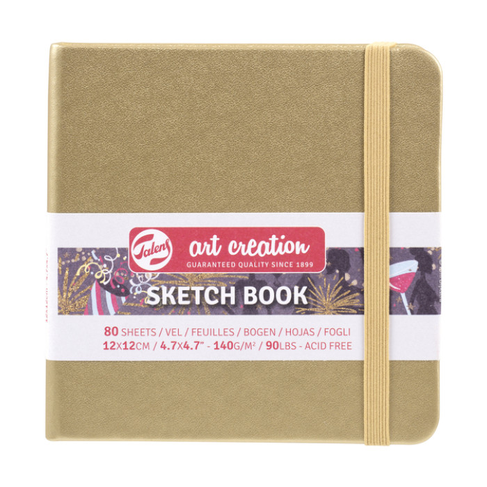 Schetsboek Talens Art Creation 80 witte vellen 140gr 120x120mm witgoud
