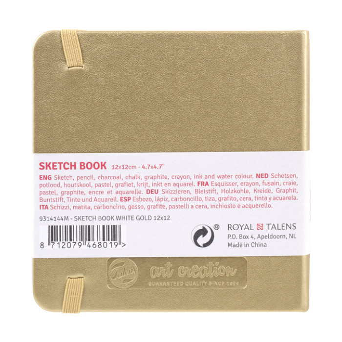 Schetsboek Talens Art Creation 80 witte vellen 140gr 120x120mm witgoud