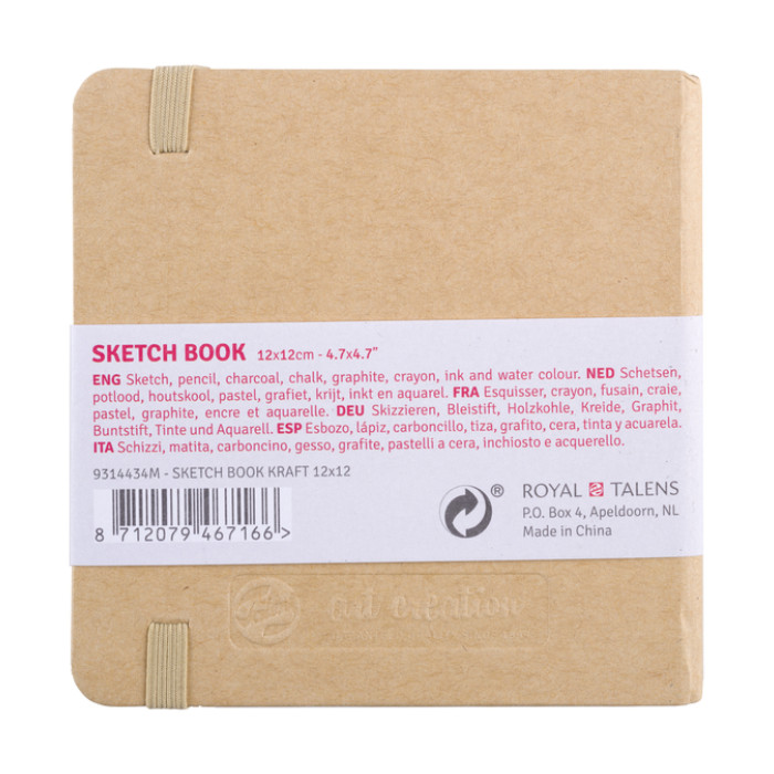 Schetsboek Talens Art Creation 80 witte vellen 140gr 120x120mm kraft
